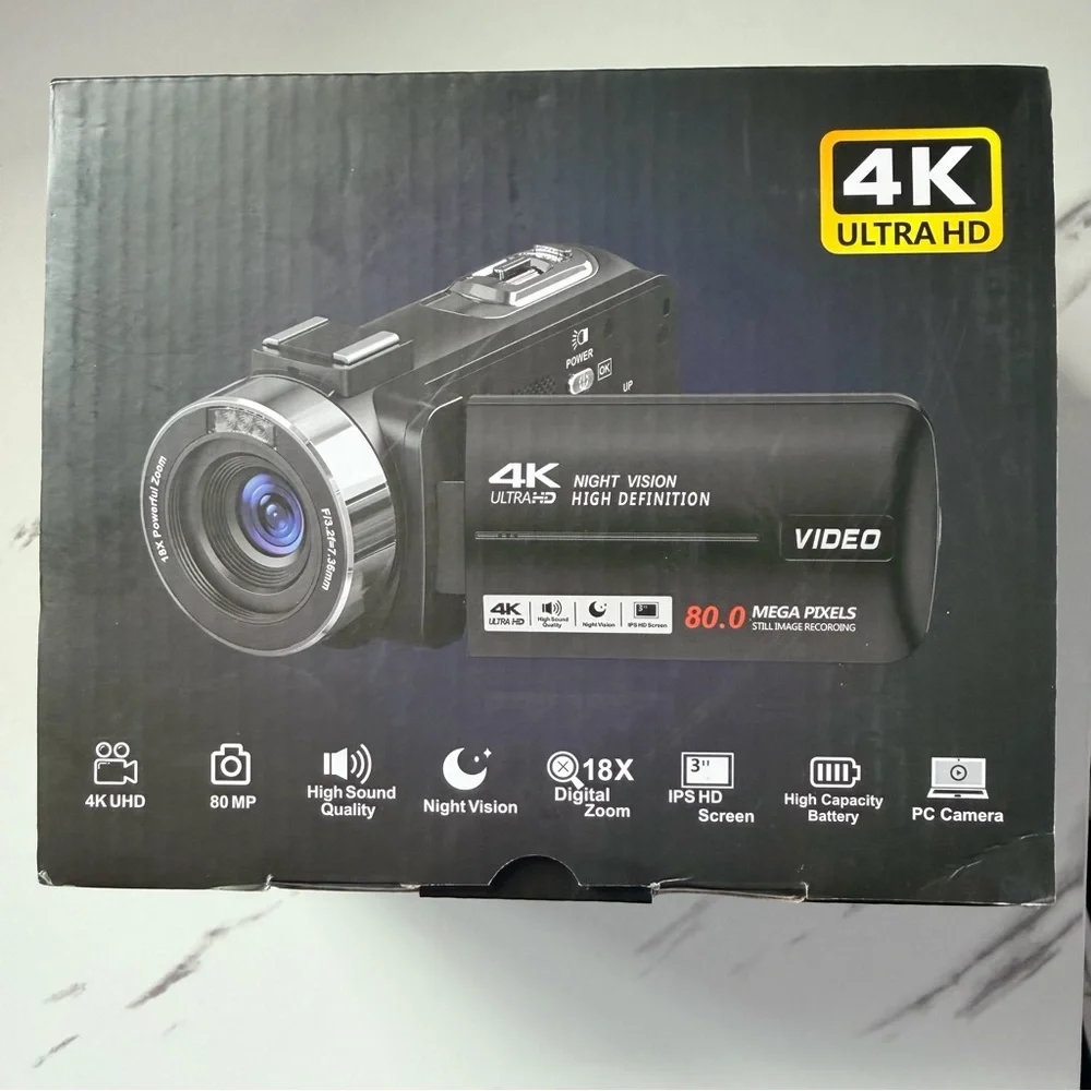 New Camcorder Video Camera 4K 80MP 18X Digital Zoom Night Vision Sound Quality